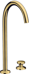 Смеситель для раковины Axor One Select 260, на 2 отверстия, однорычажный, поворотный излив, длина излива 16,5 см, керамический, латунь, цвет: полированное золото, со сливным клапаном Push-Open