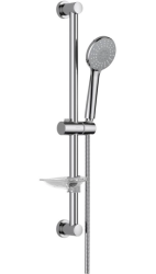Душевой гарнитур Aquatek Бетта наружного монтажа, высота 677 мм, цвет хром, комплект: стойка/лейка/шланг/мыльница, нержавеющая сталь/пластик