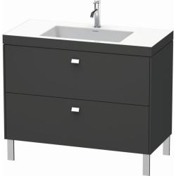 Тумба c раковиной Duravit Brioso, 100х48х61,3 см, подвесная, 2 выдвижных ящика, ДСП, цвет: графит матовый/хром /Vero Air, мебельная, прямоугольная, цвет белый, фарфоровая, 1 отверстие под смеситель, без перелива