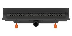Водоотводящий желоб MCH CH 650 HC2 Harmony 650 мм черный, пристенный, с решеткой и боковым сливом для монтажа к стене, D40 трап линейный для душа в полу, под плитку, сливной