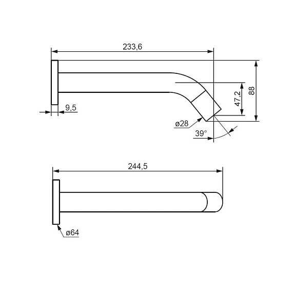 Смеситель для раковины/умывальника Damixa Scandinavian Pure, сенсорный, встраиваемый, неповоротный, длина излива 233 мм, латунь, цвет хром