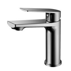 Смеситель для раковины/умывальника Knotlor Muse, однорычажный, неповоротный, керамический, длина излива 121 мм, латунь, цвет вороненая сталь, матовая