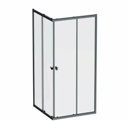 Душевое ограждение Am.Pm Sunny 80x80 см без поддона, с раздвижной дверью, прозрачное закаленное стекло 4/5 мм, профиль черный матовый алюминий, квадратная