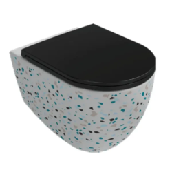 Унитаз подвесной ISVEA Infinity Terrazzo, 365х530х400 мм, цвет: белый матовый, горизонтальный (в стену) выпуск, без сиденья, безободковый, антивсплеск, под скрытый бачок