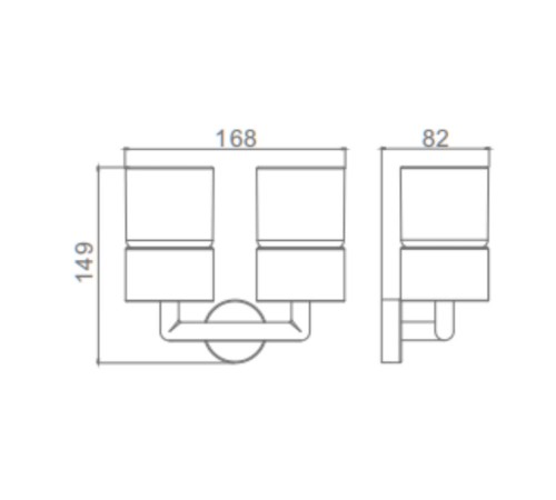 Стакан с держателем Raglo R320.08.09 двойной, с держателем, настенный, латунь/стекло, для зубных щеток в ванную/туалет/душевую кабину, цвет графит