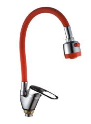 Смеситель для кухни/мойки Ekko, однорычажный, поворотный/гибкий, керамический, длина излива 240 мм, силумин, цвет красный