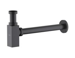 Сифон для раковины Aquatek AQ6013MB бутылочный/квадратный, без выпуска, 1 1/4" горизонтальный/боковой выпуск (в стену), латунь/нержавеющая сталь, цвет матовый черный, для раковины/умывальника