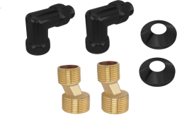 Соединение угловое 3/4х1/2" в/н Aquatek (пара) эксцентрик, отражатель, черный муар, комплект подключения полотенцесушителя