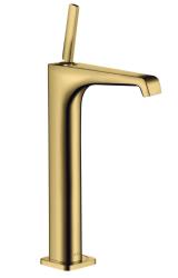 Смеситель для раковины/умывальника Axor Citterio E 250, однорычажный, фиксированный излив, длина излива 16,3 см, керамический, латунь, цвет полированное золото, с незапираемым сливным набором