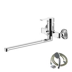 Смеситель для ванны/душа Olives TENERIFE однорычажный, керамический картридж, настенный, излив поворотный 350 мм, латунь, цвет хром