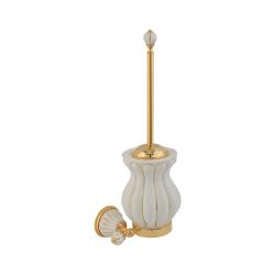 Ершик Migliore Olivia настенный, цвет золото/белый, латунь/керамика, крышка, округлый для туалета/унитаза, туалетный