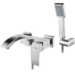 Смеситель для ванны/душа LEDEME L73217 настенный, однорычажный, неповоротный, короткий излив, нержавеющая сталь, цвет сатин