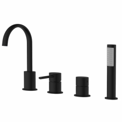 Смеситель для ванны Azario Delicate, однорычажный, на борт ванны, поворотный, латунный, длина излива 162 мм, керамический, цвет черный матовый