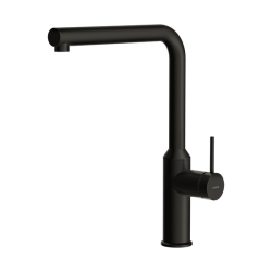 Смеситель для кухни/мойки Cersanit Flavis однорычажный, поворотный излив, керамический, высота 327 мм, длина 231 мм, латунь, цвет матовый черный