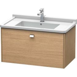 Тумба под раковину Duravit Brioso, 82х46,9х45,2 см, подвесная, 1 выдвижной ящик, ДСП, цвет: дуб европейский/хром, шкафчик навесной, механизм доводчика, прямоугольная, правая/левая, в ванную комнату