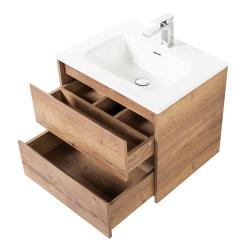 Тумба под раковину BelBagno Kraf 70, 70х46х53 см, подвесная, 2 выкатных ящика, ЛДСП, цвет: дуб табак, шкафчик навесной, механизм доводчика, прямоугольная