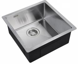 Мойка кухонная ZorG Light, 44х44х20 см, нержавеющая сталь, квадратная, цвет: нержавеющая сталь, без отверстия под смеситель, без крыла, слив-перелив, врезная