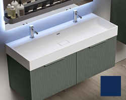 Тумба Cezares Premium Plisse, 120х45х27 см, подвесная, 2 выдвижных ящика, цвет синий, шкафчик навесной, механизм доводчика, прямоугольная