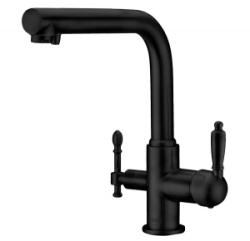 Смеситель для кухни/мойки ZorG ZR 313, под фильтр, однорычажный, поворотный, керамический картридж, длина излива 225 мм, латунь, цвет черный Смеситель для кухни/мойки ZorG ZR 313, под фильтр, однорычажный, поворотный, керамический картридж, длина излива 225 мм, латунь, цвет черный