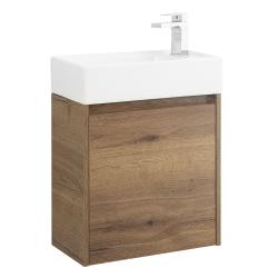 Тумба под раковину BelBagno Kraft Mini 50, 50х26х62 см, подвесная, 1 распашная дверь, ЛДСП, цвет: дуб табак, шкафчик навесной, прямоугольная, правая, в ванную комнату