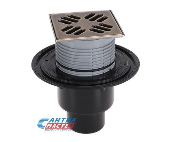 Трап Ду50,75,110 с гидрозатвором, с решеткой HL037N.33Е с вертикальным выпуском, HL 310N-3000.33