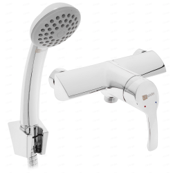 Смеситель для душа LeMark plus Strike однорычажный, настенный, керамический, без излива, с гибким шлангом, с лейкой, латунь, цвет хром