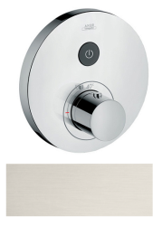 Смеситель для душа Axor ShowerSelect, термостатический, скрытого монтажа, 1 потребитель, настенный, без излива/шланга/лейки, круглый, латунный, цвет под сталь, с термостатом