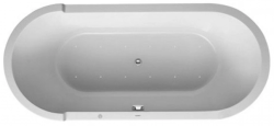 Ванна Duravit Starck 180х80 см гидромассажная, встраиваемая, акриловая, цвет: белый, с ножками/сливом-переливом, без фронтальной панели, овальная, с системой гидромассажа Air-System, с двумя наклонами для спины