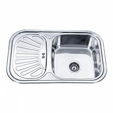 Мойка кухонная LEDEME 49x75x18 см, врезная сверху, нержавеющая сталь, прямоугольная, цвет декор, с отверстием под смеситель, площадка под смеситель сбоку, с крылом слева