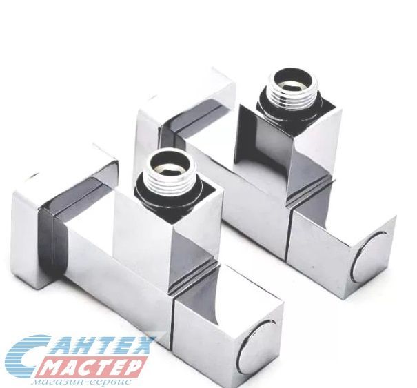 Кран вентиль запорный угловой 1/2х1/2" н/н Luxon для полотенцесушителя хром (пара) квадрат LUX-858SCH0404