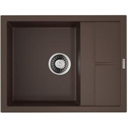 Мойка кухонная Omoikiri Sumi 65-DC, 50х65 см, врезная, из искусственного гранита (Tetogranit), прямоугольная, цвет темный шоколад, без отверстия под смеситель, с крылом, оборачиваемая, слив-перелив, врезная в столещницу, для кухни