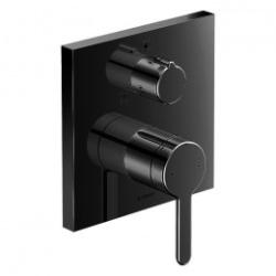Смеситель для душа Duravit C.1, однорычажный, скрытого монтажа, 15х15 см, керамический, 2 функции, настенный/встраиваемый, без излива, без шланга/лейки, квадратный, латунь, цвет черный матовый, лицевая часть, для душа/ванной