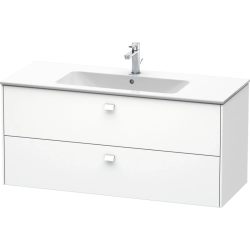 Тумба под раковину Duravit Brioso, 122х47,9x55,3 см, подвесная, 2 выдвижных ящика, ДСП, цвет: белый матовый, шкафчик навесной, механизм доводчика, прямоугольная, правая/левая, в ванную комнату