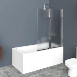 Душевая шторка на ванну BelBagno Uno, 100х150 см, текстурное стекло/профиль хром, складная, плоская/панель, правая, правосторонняя