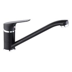 Смеситель для кухни/мойки VIEIR, однорычажный, поворотный, керамический, длина излива 208 мм, латунь, цвет черный/оникс