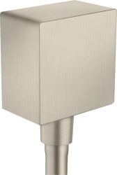 Шланговое подсоединение Axor ShowerSolutions Fixfit, размер 6,4х6,4 см, цвет шлифованный никель, квадратное, настенное, латунное/пластиковое, с обратным клапаном, подключение для душевого шланга