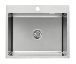 Мойка Ukinox Практика, 60х50 см, врезная, прямоугольная, цвет брашированная сталь, с отверстием под смеситель, перелив, без крыла, с выпуском