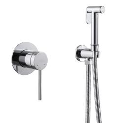 Смеситель с гигиеническим душем ABBER Emotion встраиваемый, однорычажный, керамический, без излива, с гибким шлангом/лейкой, латунь, цвет хром AF8825