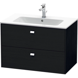 Тумба под раковину Duravit Brioso, 82х47,9x55,3 см, подвесная, 2 выдвижных ящика, ДСП, цвет: дуб черный/хром, шкафчик навесной, механизм доводчика, прямоугольная, правая/левая, в ванную комнату