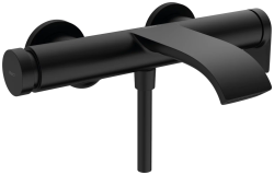 Смеситель для ванны Hansgrohe Vivenis, однорычажный, настенный, наружнего/внешнего монтажа, неповоротный, латунный, длина излива 21,6 см, керамический, цвет матовый черный, без душевого шланга/лейки, на 2 отверстия
