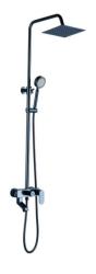 Душевая система Ekko, настенная, цвет синий, комплект: однорычажный смеситель/излив/тропический душ (с верхней лейкой)/штанга/лейка/шланг, алюминий, наружного монтажа