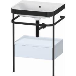Консоль с раковиной Duravit Happy D.2 Plus c-bonded, 57,5х49х85 см, напольная, металл/ДСП 1 выдвижной ящик, цвет: светло-голубой шелковисто-матовый /умывальник, прямоугольный, цвет белый, керамика, без отверстия под смеситель
