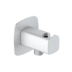 Шланговое подключение WasserKRAFT Saale, латунь, с держателем ручного душа, резьбовое соединение, настенное, для душа/ванной, цвет белый матовый