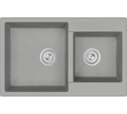 Мойка EMAR 80х50 см, две чаши, врезная, из кварцевой крошки, прямоугольная, цвет агат, без отверстия под смеситель, слив-перелив, без крыла, оборачиваемая, для кухни