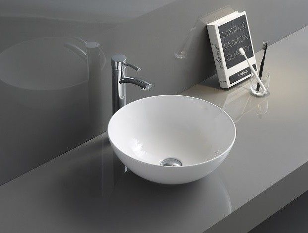 Раковина для ванной CeramaLux 104 41,5х15,5х41,5 накладная, круглая, керамическая/фарфоровая, цвет белый, без отверстия под смеситель, без слива-перелива