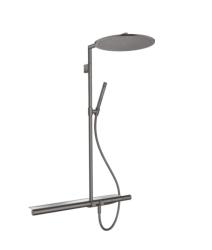 Душевая система Axor ShowerSolutions Showerpipe 800 1jet, высота 104,4 см, цвет: шлифованный черный хром, комплект: верхний душ/термостат для душа/ручной душ/штанга для душа/держатель для душа, наружного монтажа, настенная, латунная