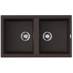 Мойка кухонная Omoikiri Tedori 86-2-DC, две чаши, 51х86 см, врезная, из искусственного гранита (Tetogranit), прямоугольная, цвет темный шоколад, без отверстия под смеситель, без крыла, слив-перелив, врезная в столещницу, для кухни