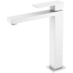 Смеситель для раковины/умывальника Boheme Qubic, однорычажный, неповоротный, керамический, высокий, длина излива 167 мм, латунь, цвет белый матовый