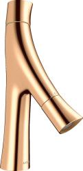 Смеситель для раковины Axor Starck Organic 80, двухвентильный, фиксированный излив, длина излива 11,6 см, керамический, латунь, цвет: полированная бронза, с незапираемым сливным набором