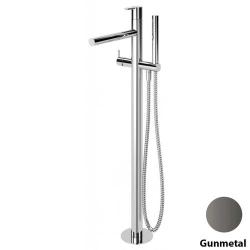 Смеситель для ванны/душа Cezares Leaf, напольный, однорычажный, неповоротный, длина 262 мм, керамический, латунь, цвет Gunmetal PVD